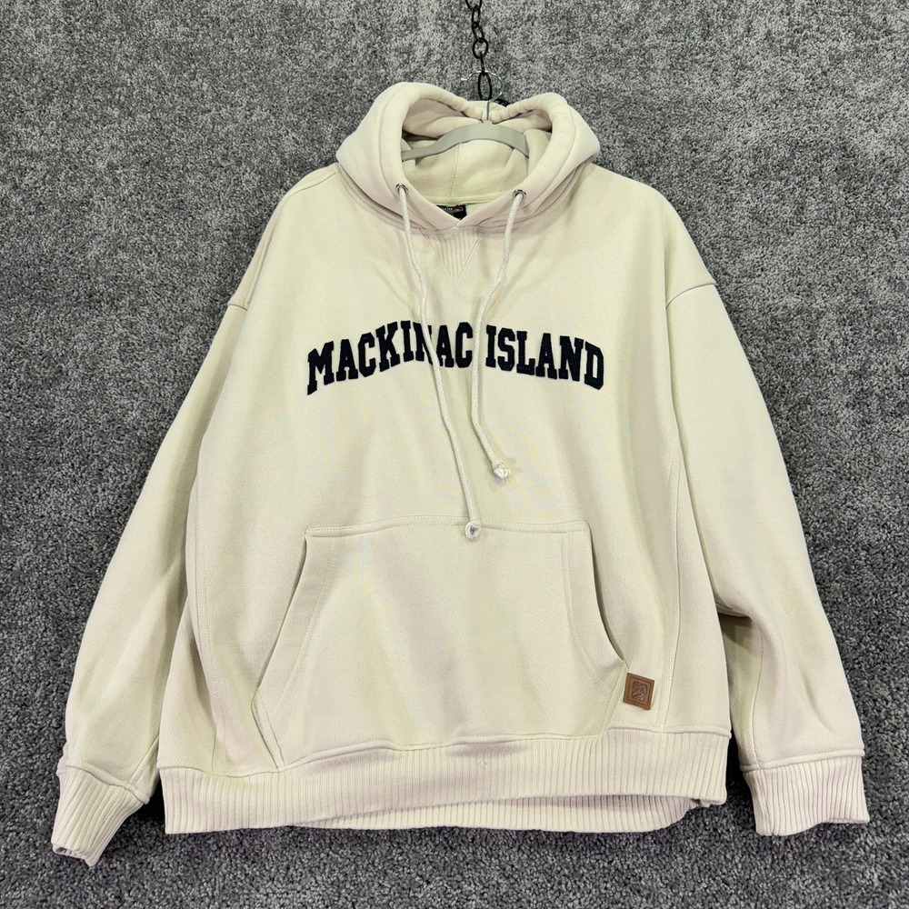 Outfitter Trading Co. Hoodie Mens Large Fleece Pullover Mackinac Island Graphic